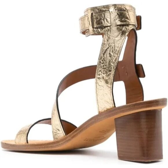 Zadig & Voltaire Cecilia Crinkled Caprese Sandals in Gold 37/ US 6 - Picture 2 of 16